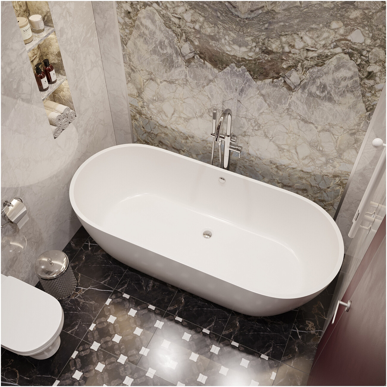 Ванна из искусственного камня овальная 180х80 см белая Stworki "Берген" ФР-00014093 - изображение 3