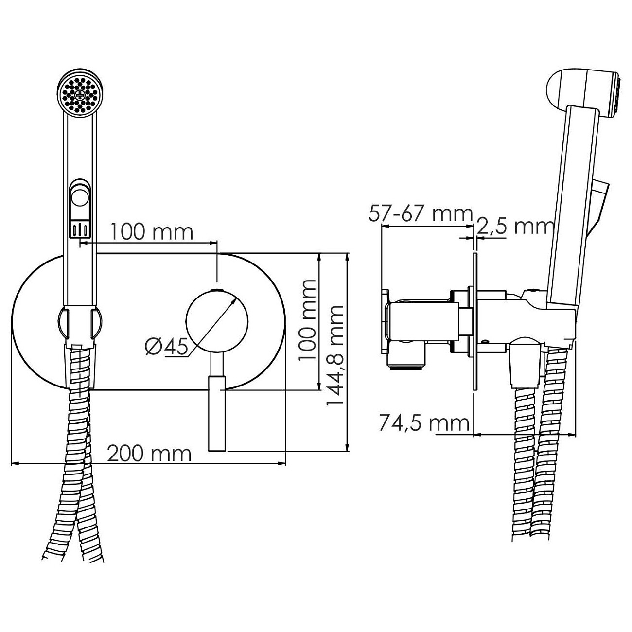 Гигиенический душ с встраиваемым смесителем никель Wasserkraft Wern 4238 - изображение 4