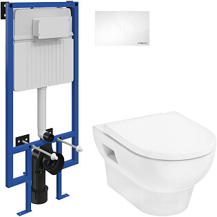 Унитаз подвесной Hansgrohe GladeLake S с инсталляцией Stworki 510162 и кнопкой &quot;Хельсинки&quot; 500470