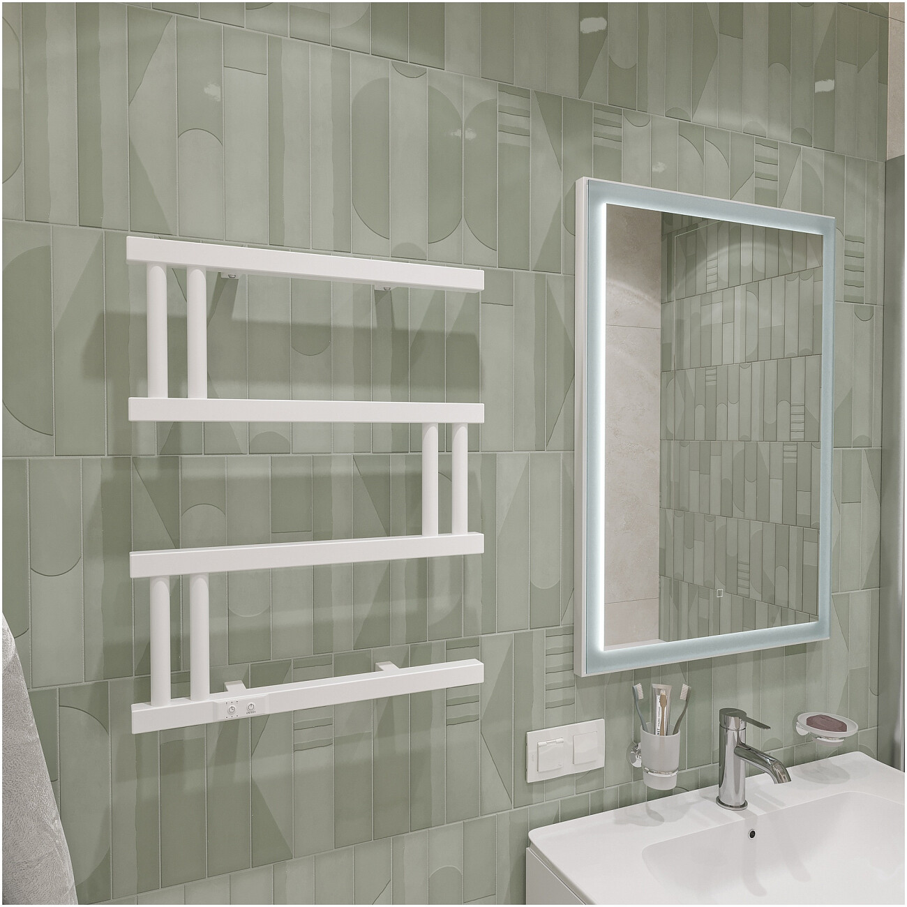 Полотенцесушитель электрический 60х53 см белый Ewrika "Пенелопа" M 4657801249365 - изображение 5