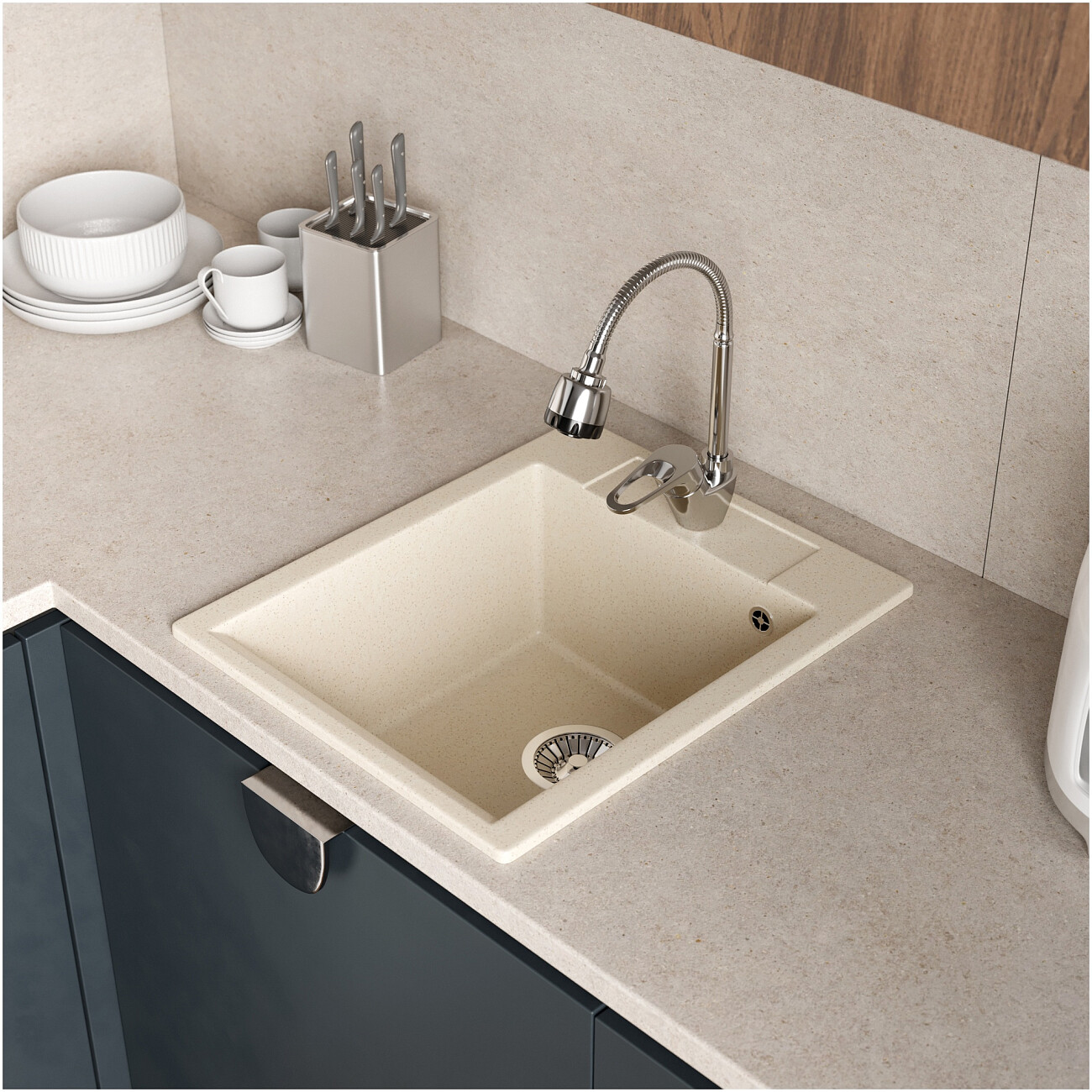 Мойка кухонная кремовая Domaci "Савона" PA 420 - изображение 4