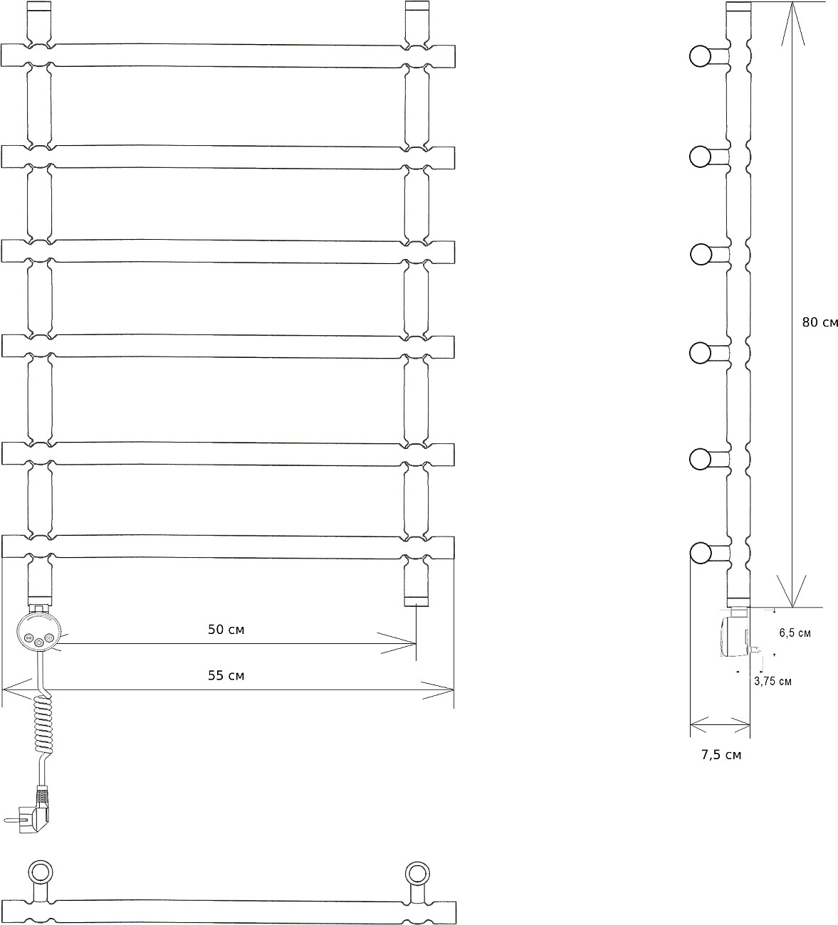 Полотенцесушитель электрический 80х50 см состаренная бронза Ewrika "Медея" B3 4656754410303 - изображение 3