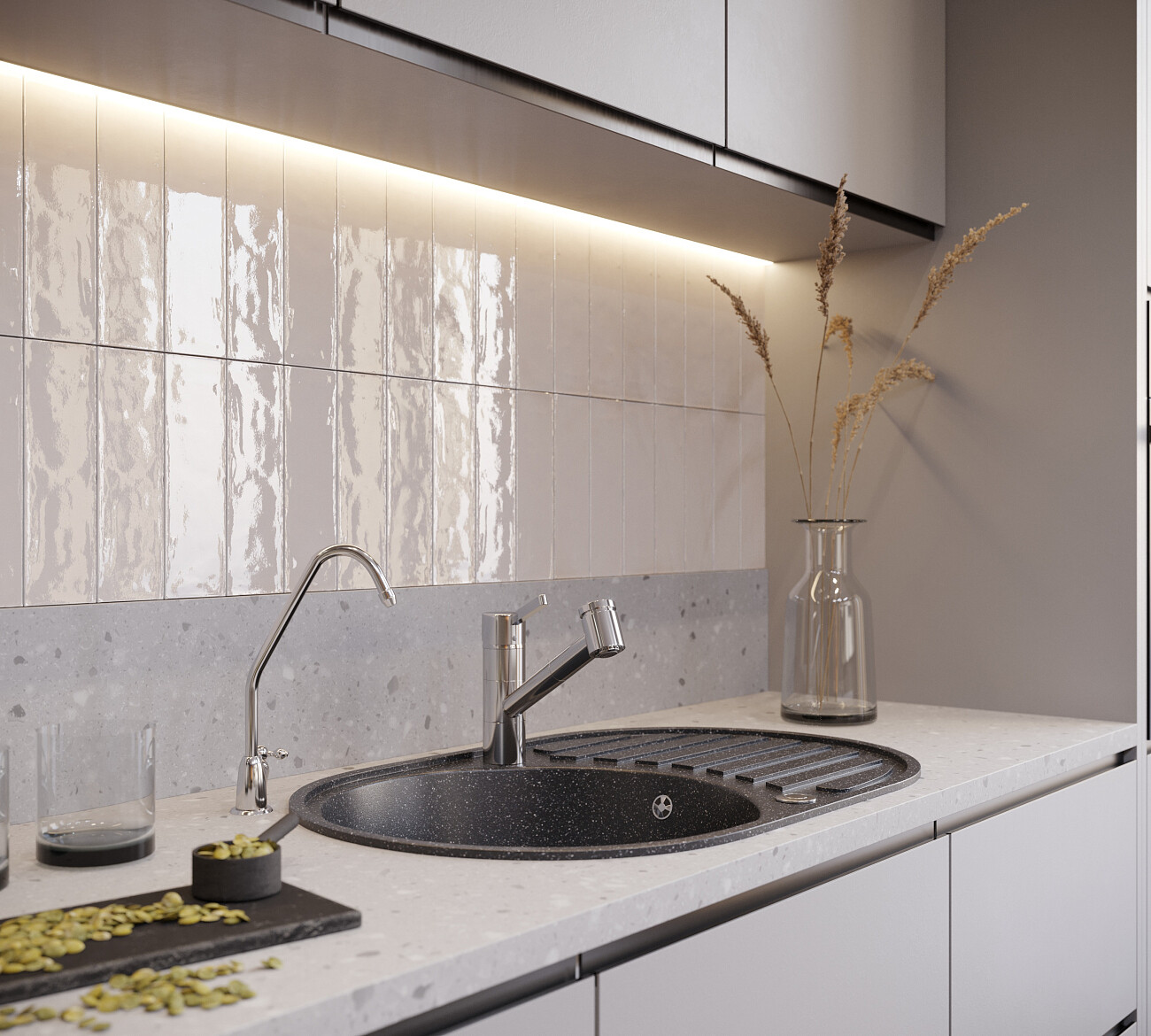 Мойка кухонная овальная мраморная черная Domaci "Бьелла" DMC-18L-308 - изображение 3