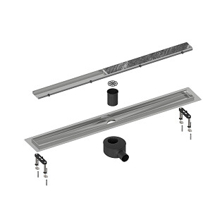 Душевой лоток с двусторонней панелью &quot;plate&quot; под плитку сатин Timo Drain System 800