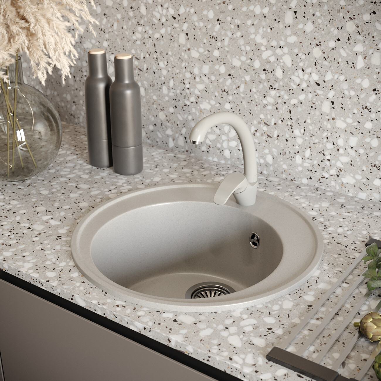 Мойка кухонная платина Domaci "Солерно" DN 485-04 - изображение 5