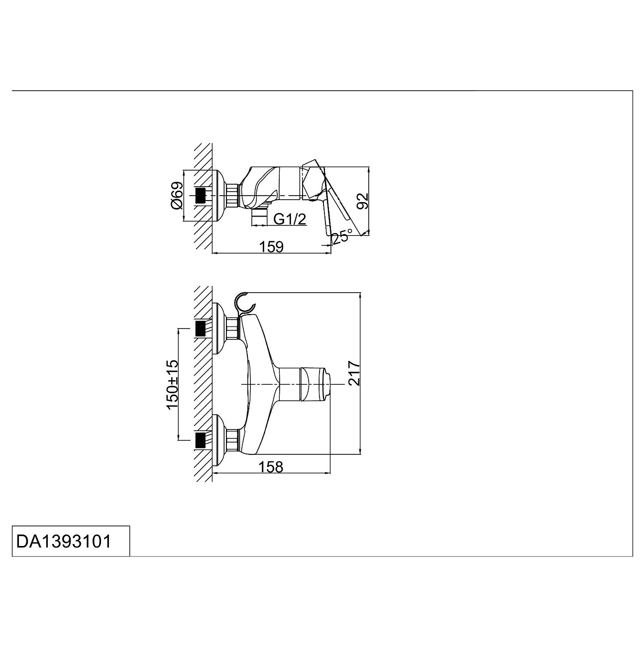 Смеситель для душа однорычажный с душевым гарнитуром хром D&K Rhein Marx DA1393101 - изображение 2
