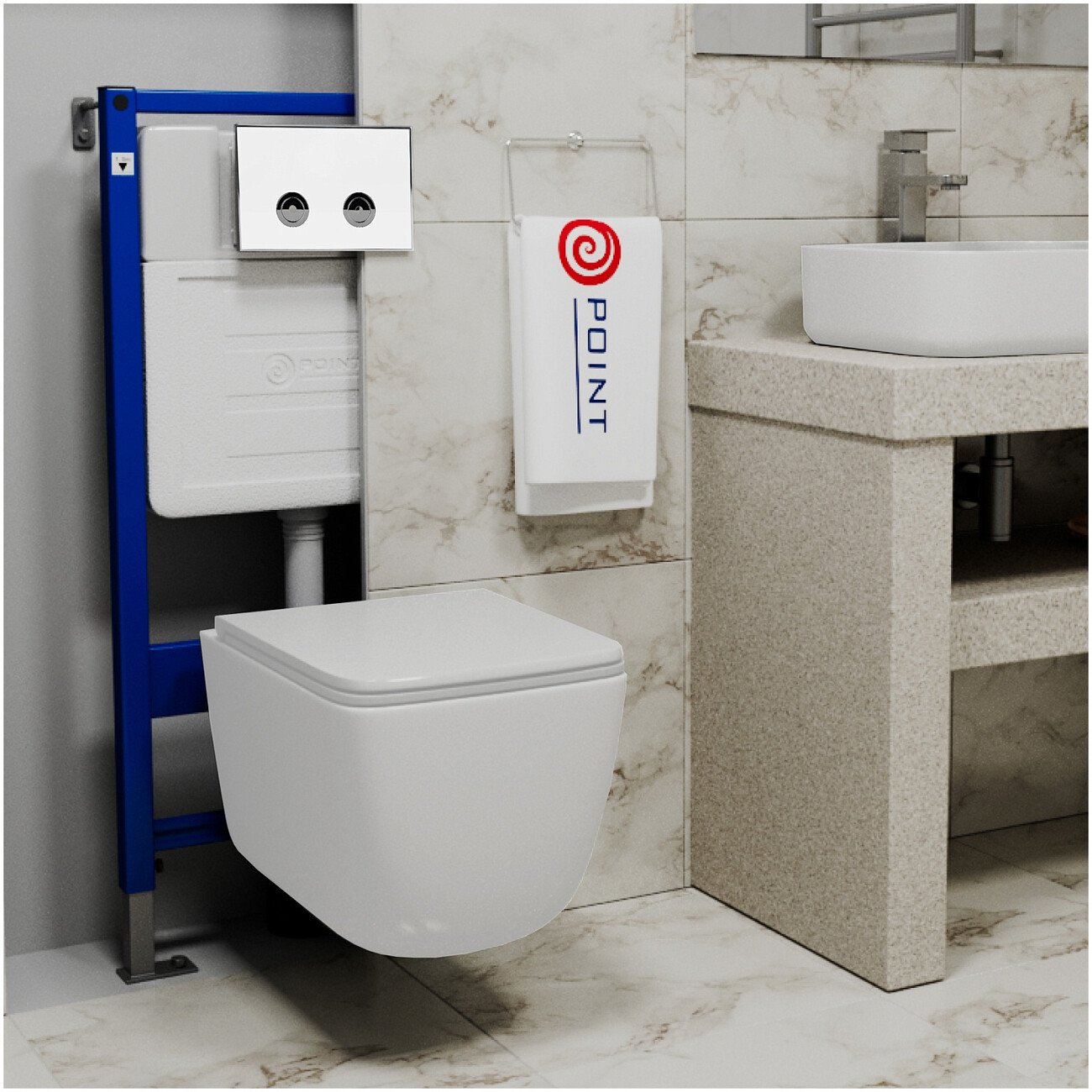 Кнопка смыва для пневматической инсталляции белая, хром Point "Венера" PN44071WC - изображение 4