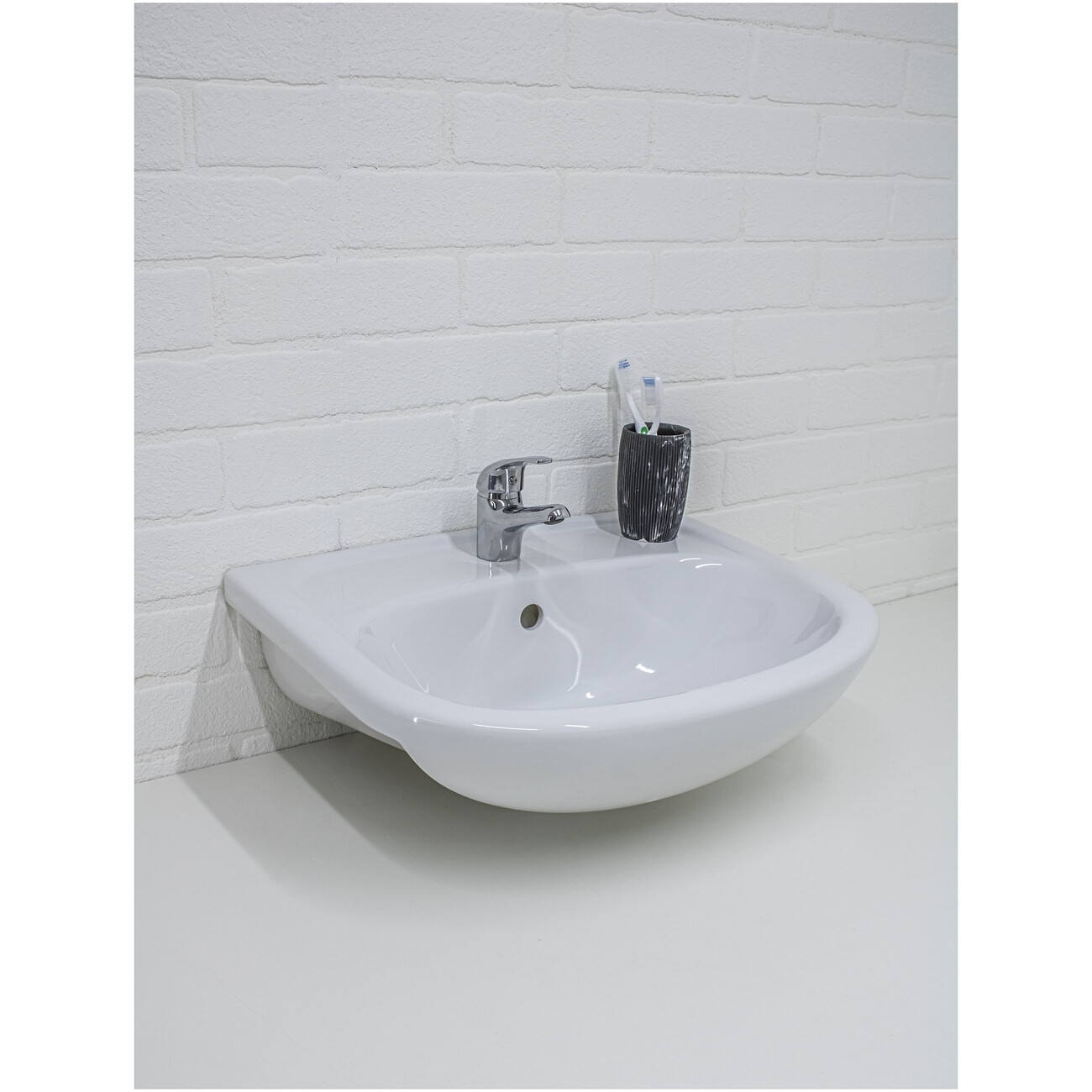 Раковина накладная фарфоровая полукруглая 42х51 см белая Универсал "Элегия-50" БП-Д000000497 - изображение 7