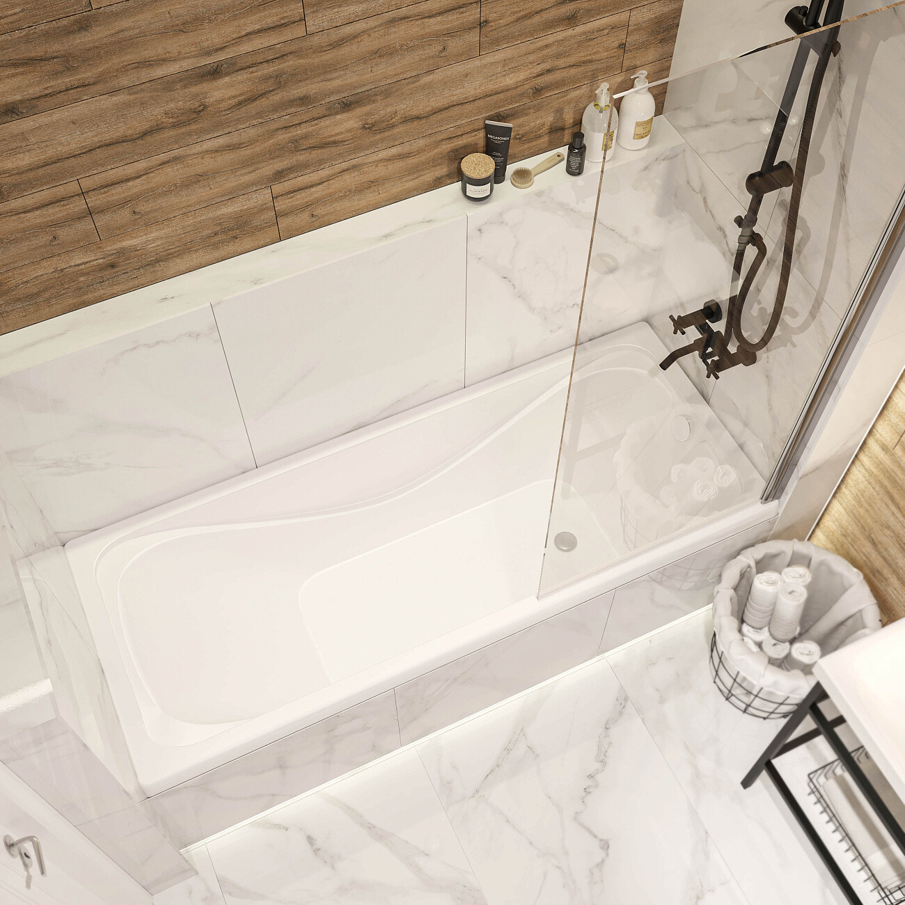 Акриловая ванна с ножками 170x75 см белая Diwo "Самара" Щ0000046595, Щ0000048583 - изображение 9