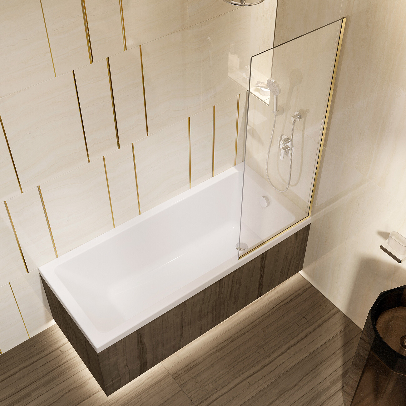 Шторка на ванну неподвижная 70х140 см прозрачная, золото Diwo "Анапа" MV-AN-70-GL - изображение 8