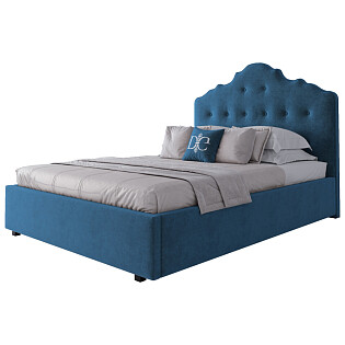 Кровать подростковая из велюра 140х200 морская волна Palace