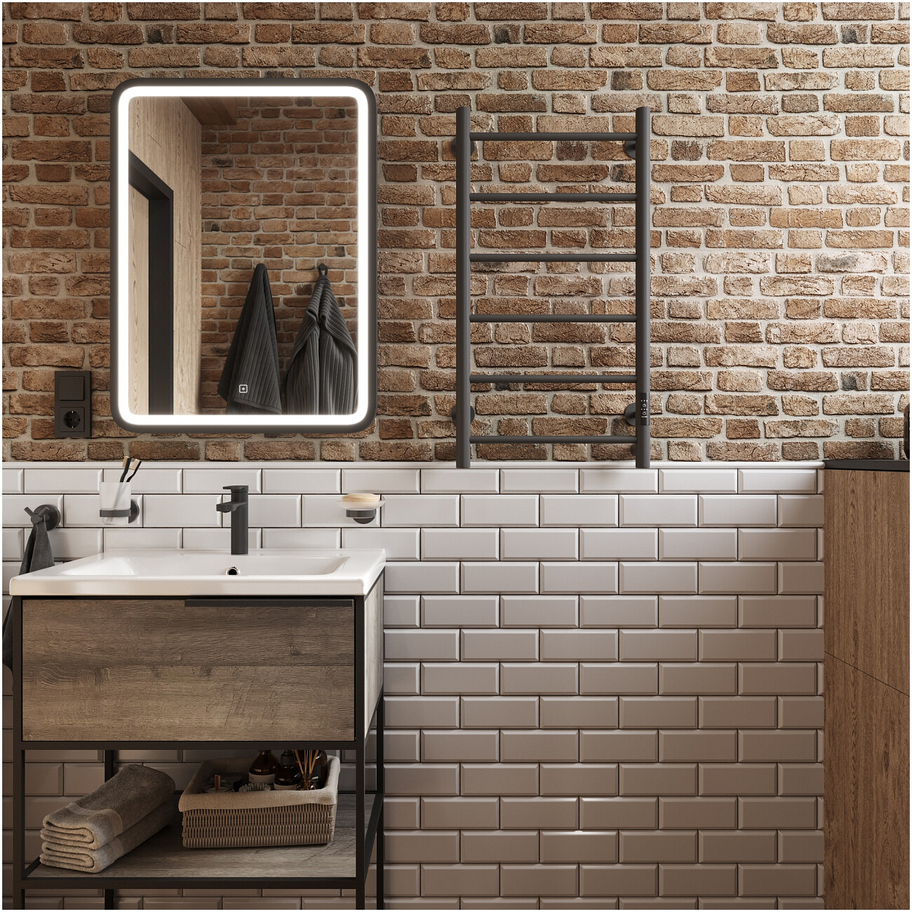 Полотенцесушитель электрический 80х40 см графит Ewrika "Сафо" PN - изображение 7