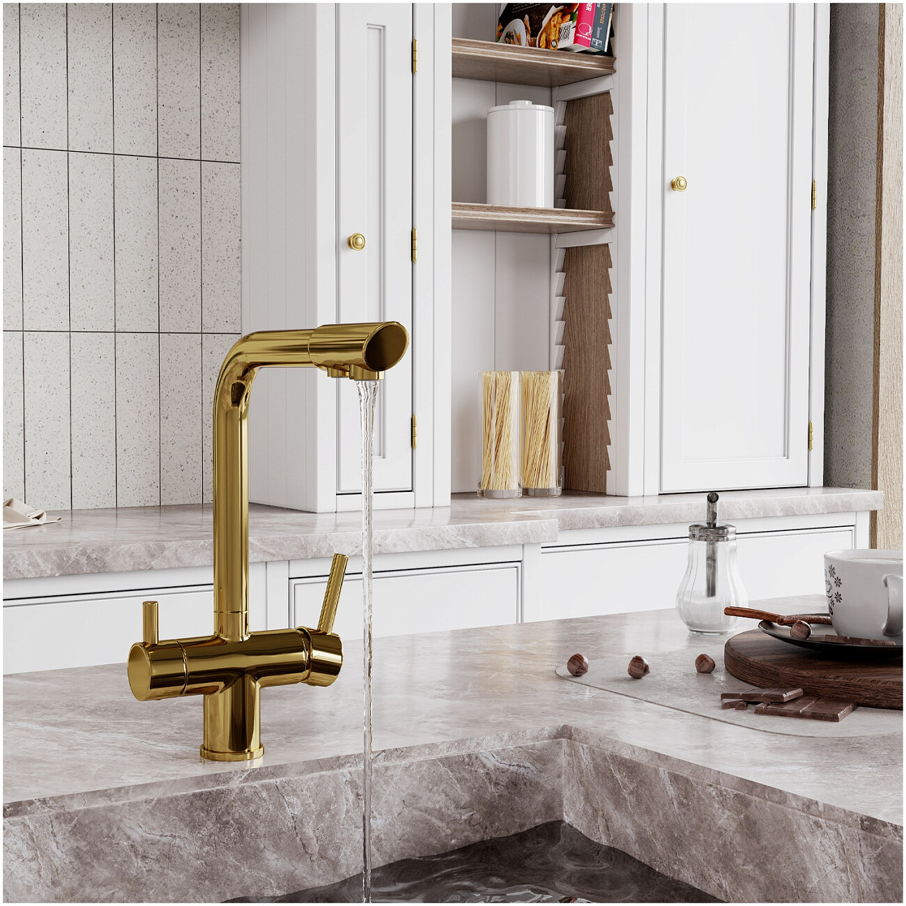 Смеситель для кухни под фильтр из латуни золотой Wasserkraft A8377 - изображение 2