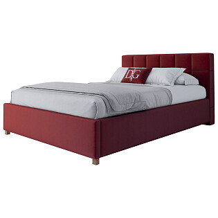 Кровать подростковая с мягким изголовьем 140х200 красная Wales