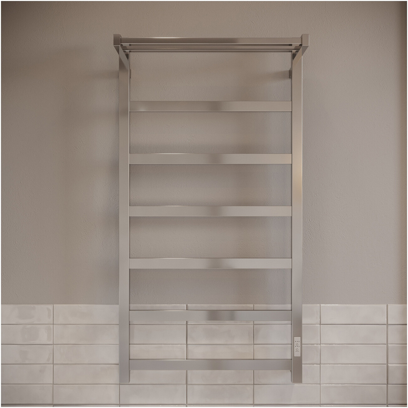 Полотенцесушитель электрический с полкой 100х50 см хром Ewrika "Пенелопа" КВ7 4657812418415 - изображение 8