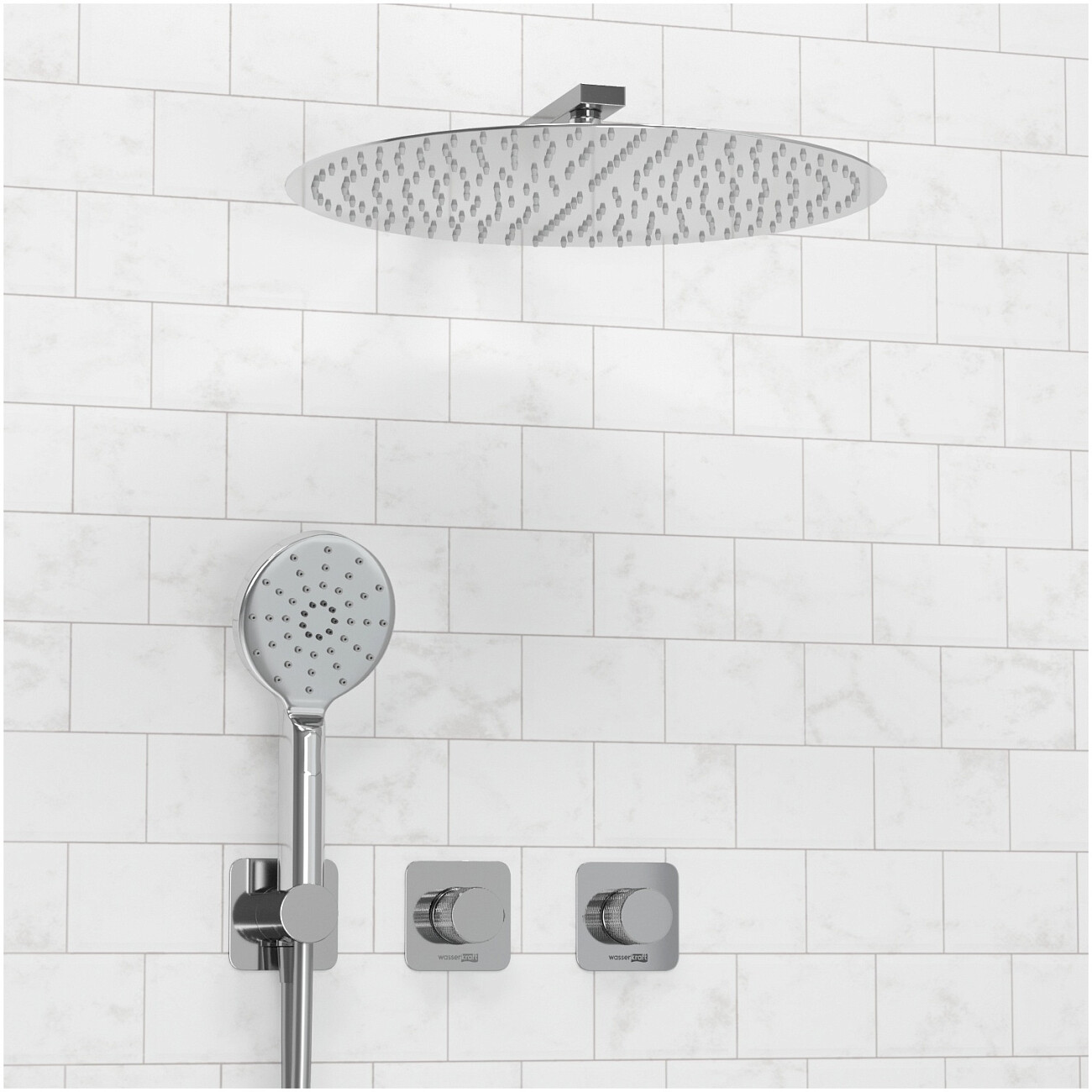 Душевой комплект с верхним душем и смесителем хром Wasserkraft A4651.293.090.117.271.087.127 - изображение 2
