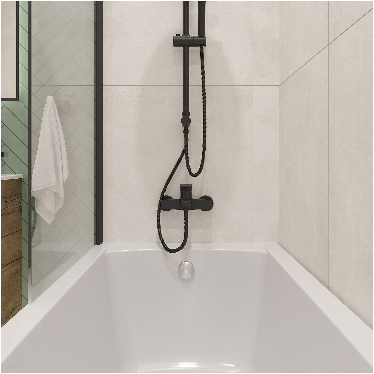 Смеситель для ванны с душем настенный черный Stworki "Берген" S21100BK - изображение 6