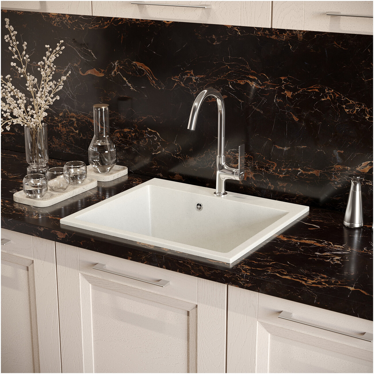 Мойка кухонная белая Domaci "Болонья" М-44-001 - изображение 8