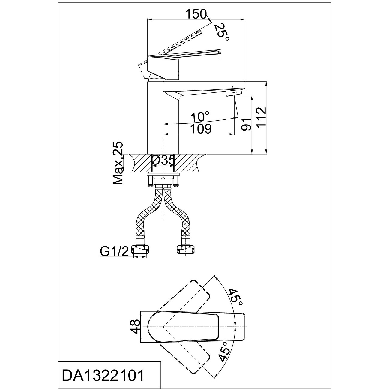 Смеситель для раковины однорычажный хром D&K Rhein Lessing DA1322101 - изображение 2