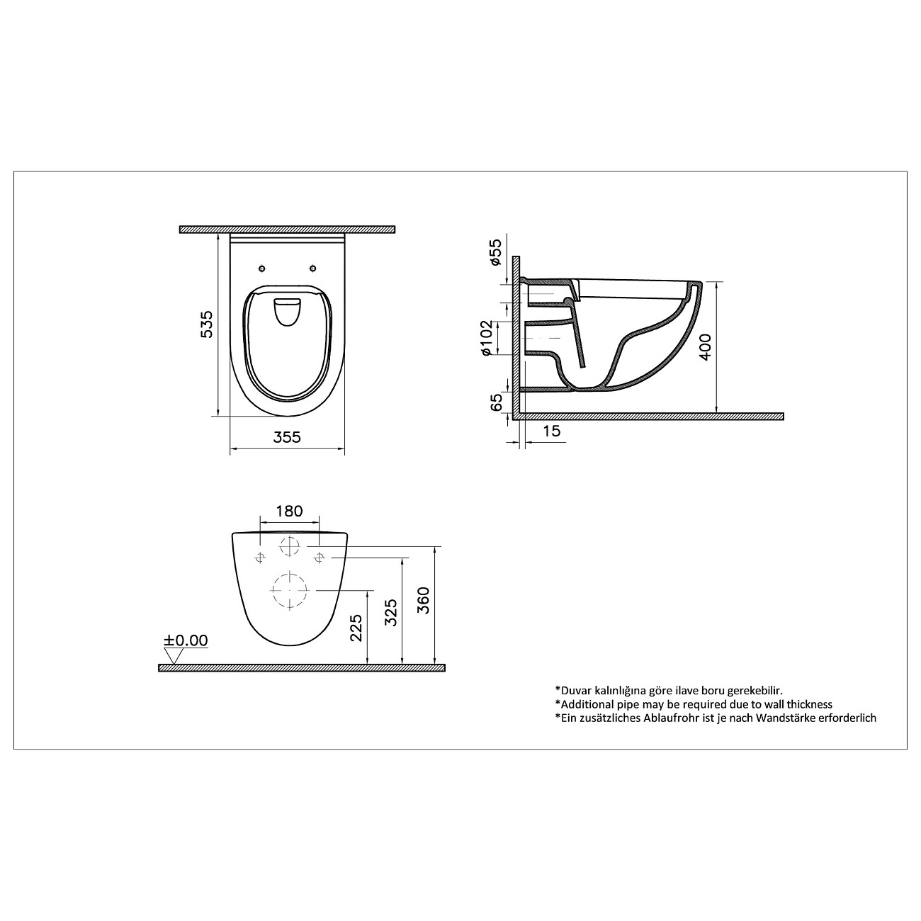 Унитаз подвесной с инсталляцией и кнопкой смыва хром Vitra S40 9860B003-7200 - изображение 2