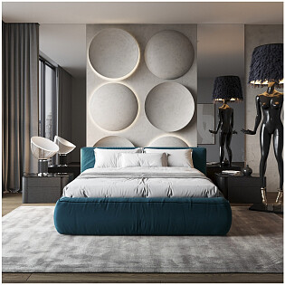 Кровать двуспальная 180х200 изумрудная "Хантер"