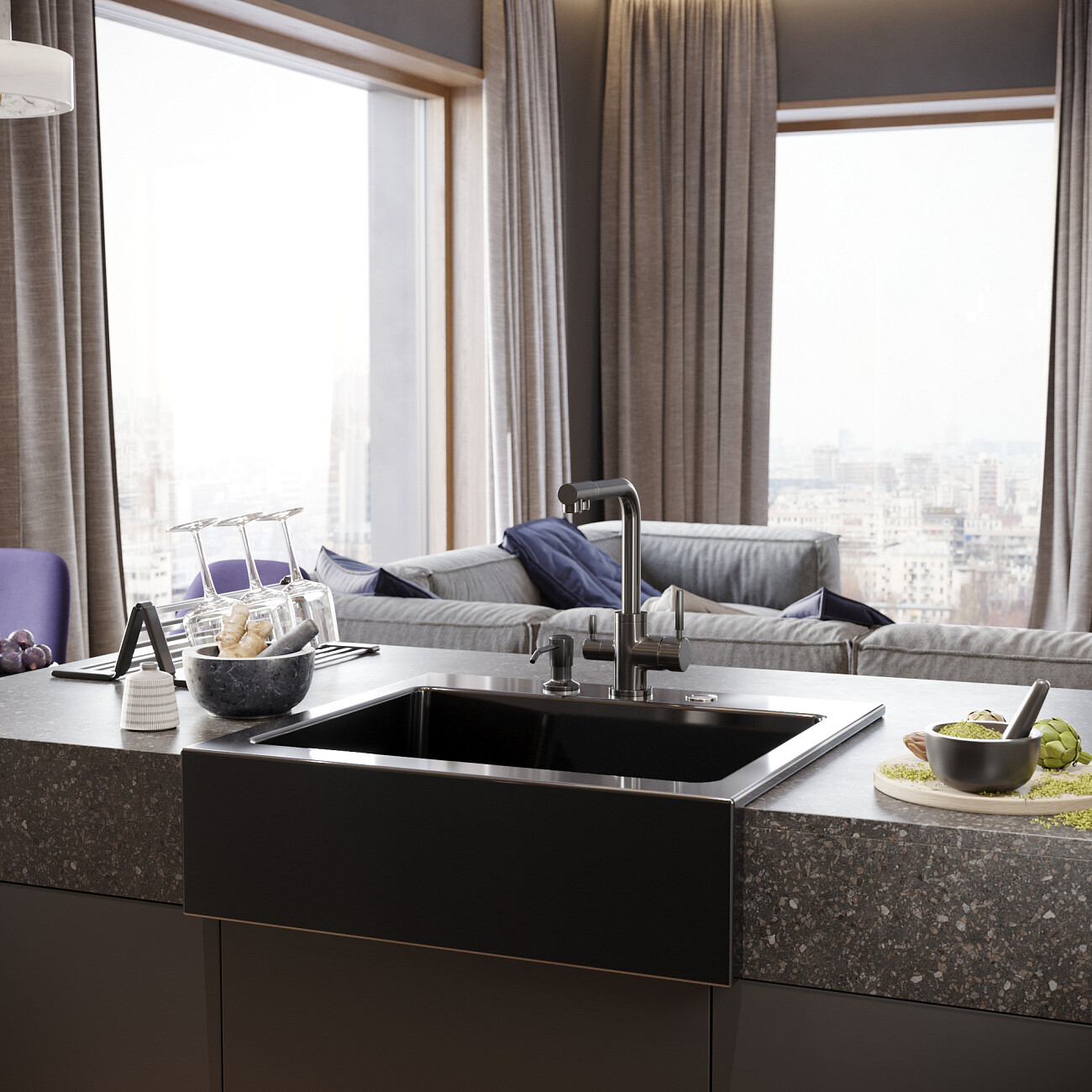 Смеситель для кухни однорычажный с изливом для фильтрованной воды черный Domaci "Равенна" DCB 3003N - изображение 6