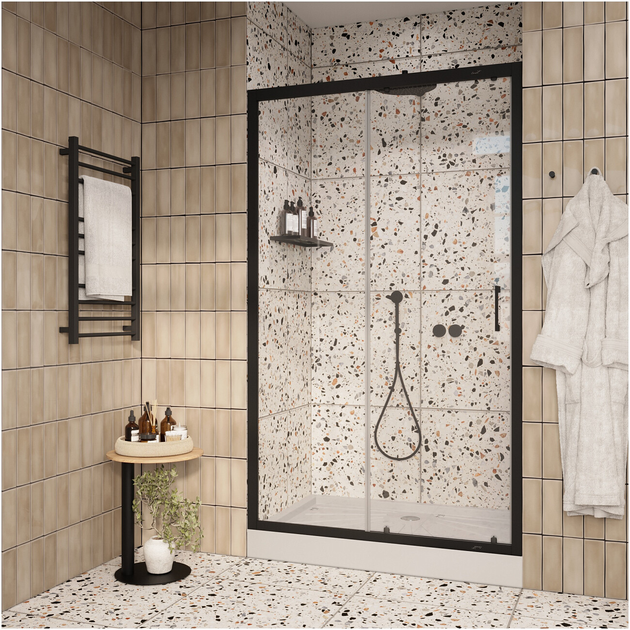 Дверь душевая в нишу 120х195 см прозрачная, черная Cerutti SPA GLORIA D120B - изображение 5