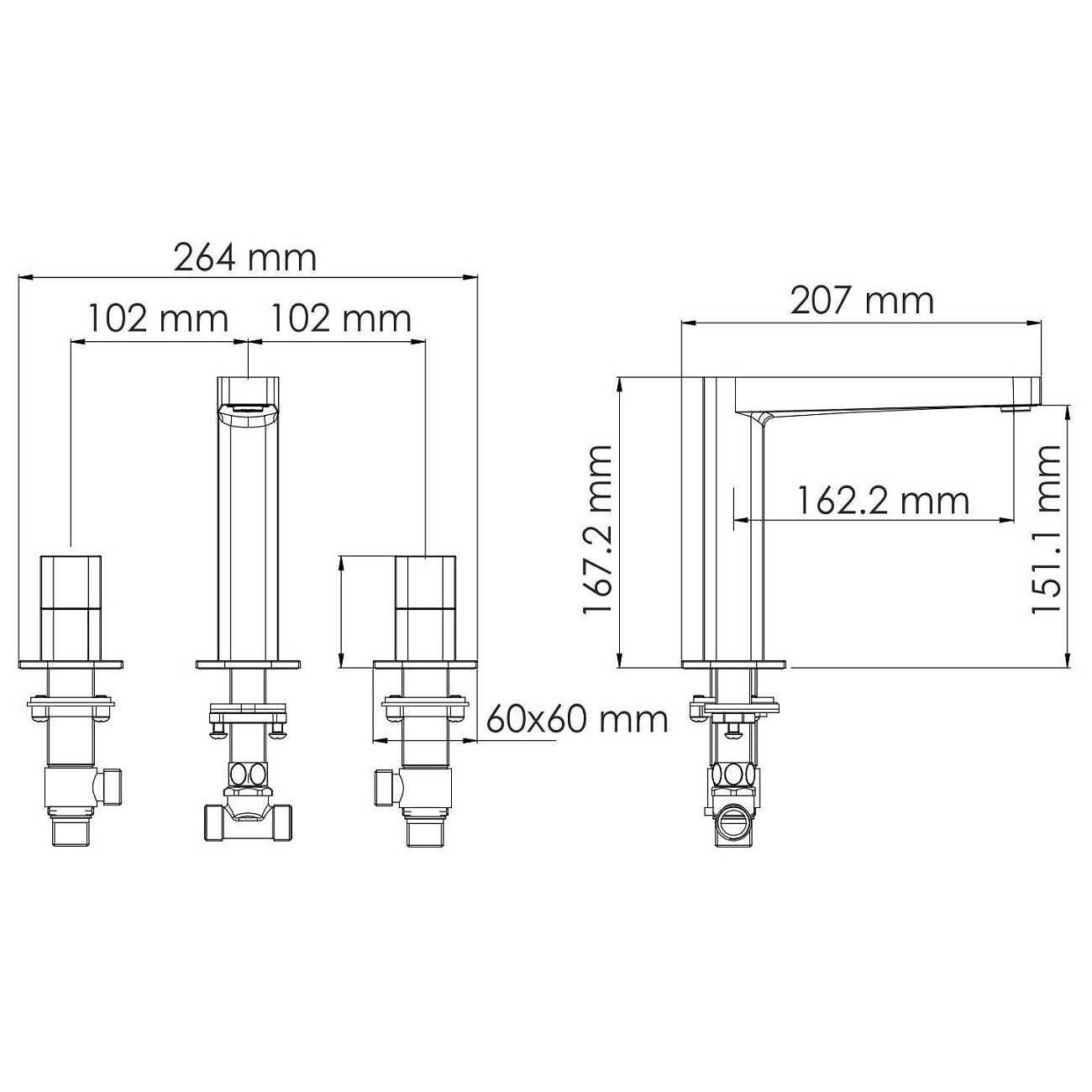 Смеситель для раковины встраиваемый из латуни белый Wasserkraft 9535 - изображение 4