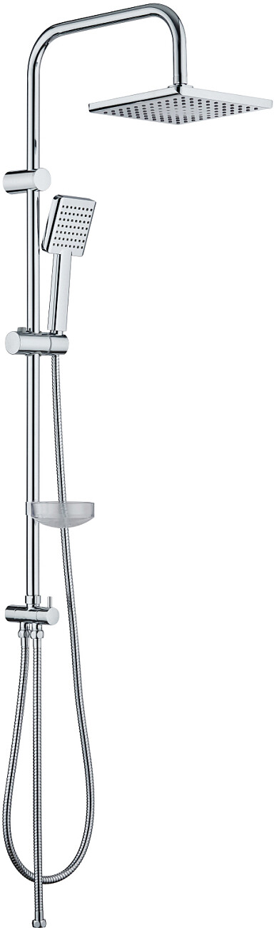 Душевая стойка с верхним душем с держателем и мыльницей хром Stworki "Флом" FL-04cr - изображение 7