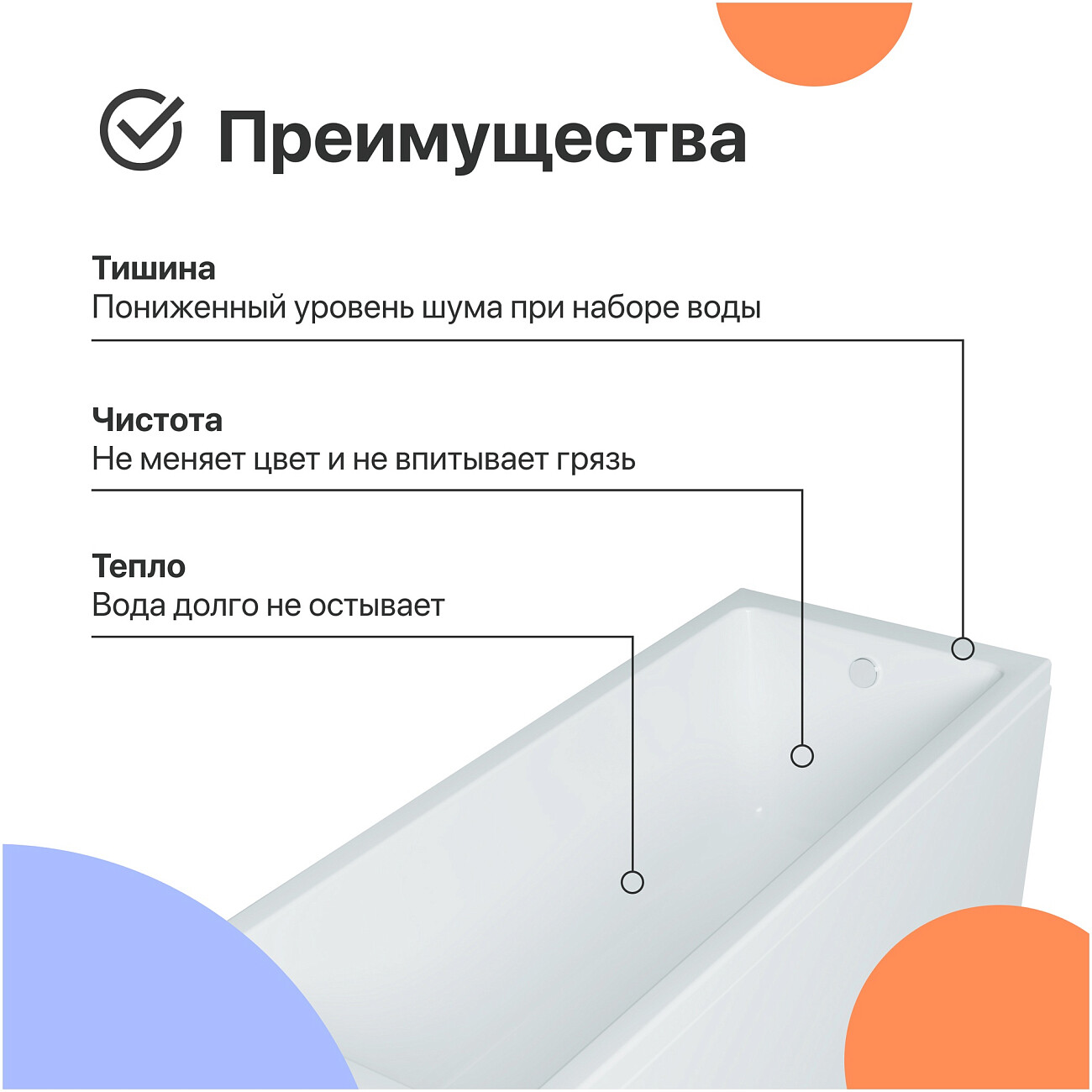 Ванна акриловая 160x70 см белая Diwo "Казань" Щ0000055164, Щ0000048583 - изображение 5