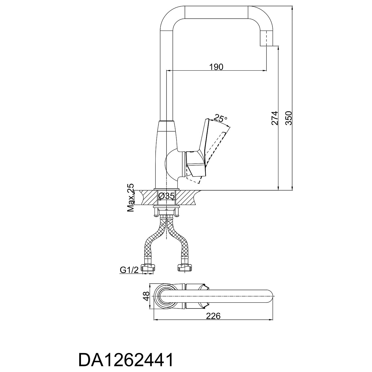 Смеситель для кухни латунный хром D&K Rhein Mosel DA1262441 - изображение 2