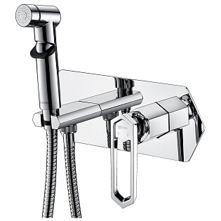 Смеситель встраиваемый с гигиеническим душем хром Lemark Prizma LM3919C