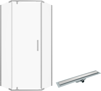 Душевой уголок 90х90 см Diwo &quot;Казань&quot; с линейным трапом CK Drain AQCP11-60 Plain