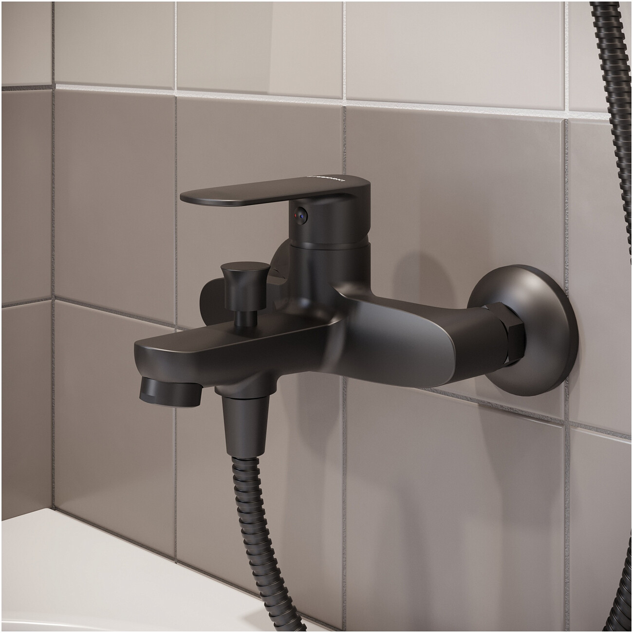 Смеситель для ванны с душем настенный черный Stworki "Хадстен" S17100BK - изображение 5