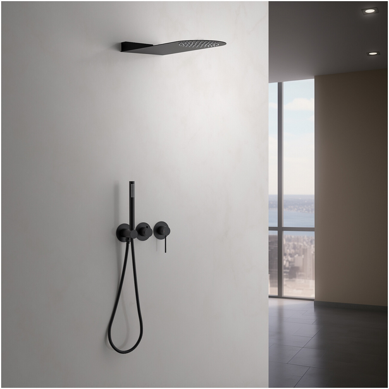 Душевой комплект встраиваемый с верхним душем черный Timo Saona SX-2340-03SM - изображение 2