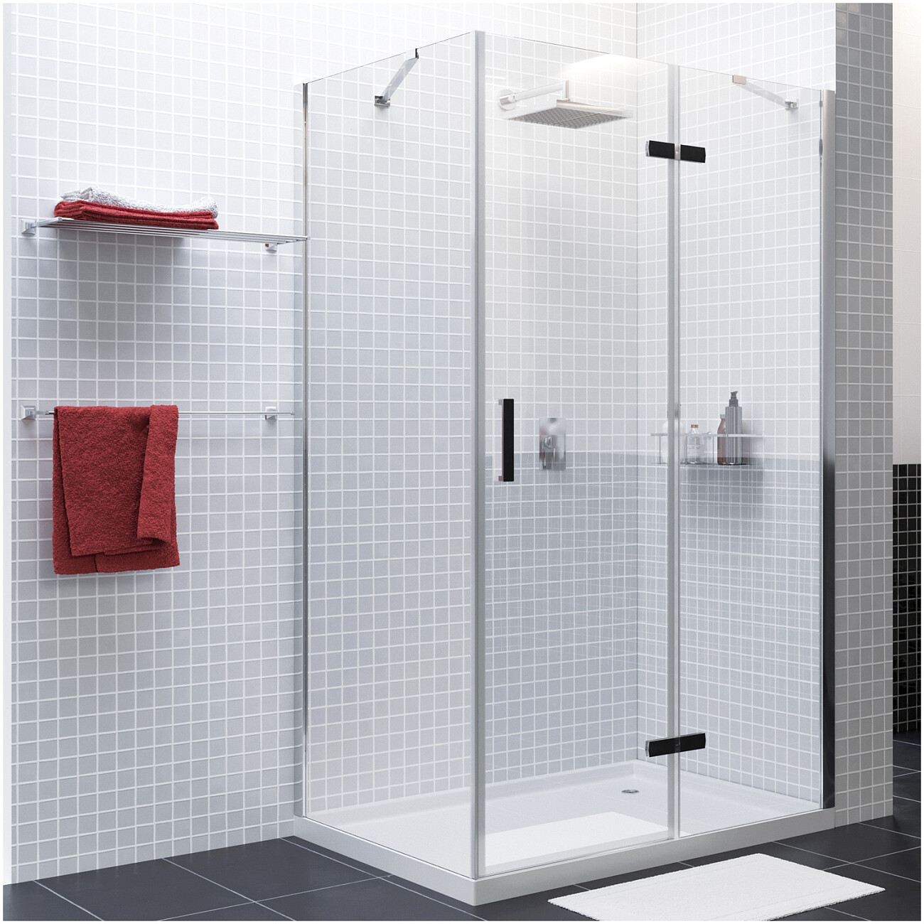 Душевой уголок прямоугольный 120х80 см хром Wasserkraft Aller 10H06RBLACK MATT - изображение 2