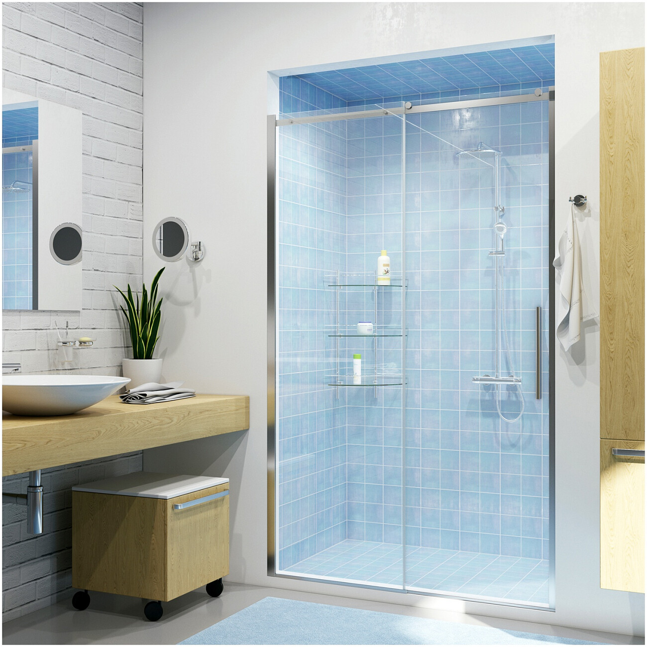 Душевая дверь раздвижная 120х200 см прозрачная, хром Wasserkraft Dinkel 58R05 - изображение 5