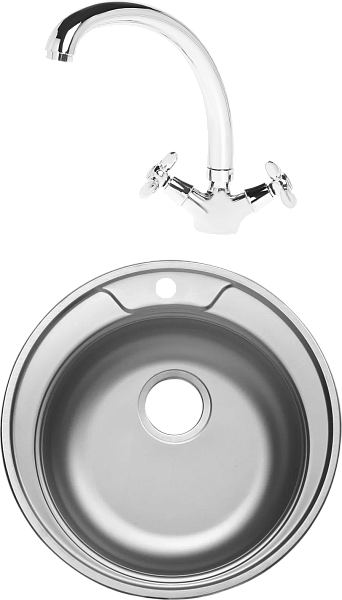 Мойка кухонная сталь Domaci "Равенна" Rite DFA 500 (4) со смесителем D1900200 - изображение 1