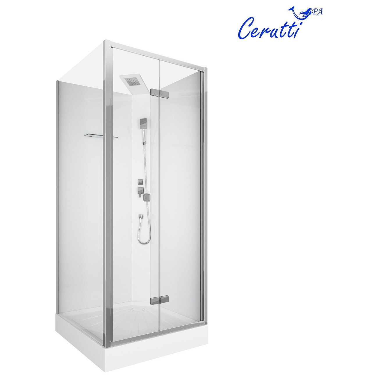 Кабина душевая без крыши белая, прозрачная Ceruttispa Bella 90T - изображение 4