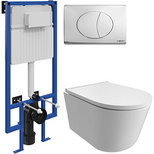 Унитаз подвесной Diwo &quot;Архангельск&quot; 0800 с инсталляцией Stworki 510162 и кнопкой 230822