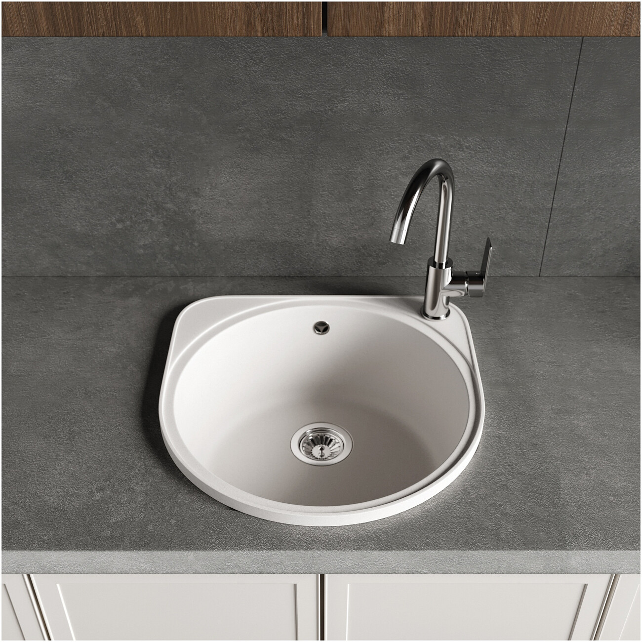 Мойка кухонная из искусственного гранита белая Domaci "Верона" С-25 белая - изображение 4