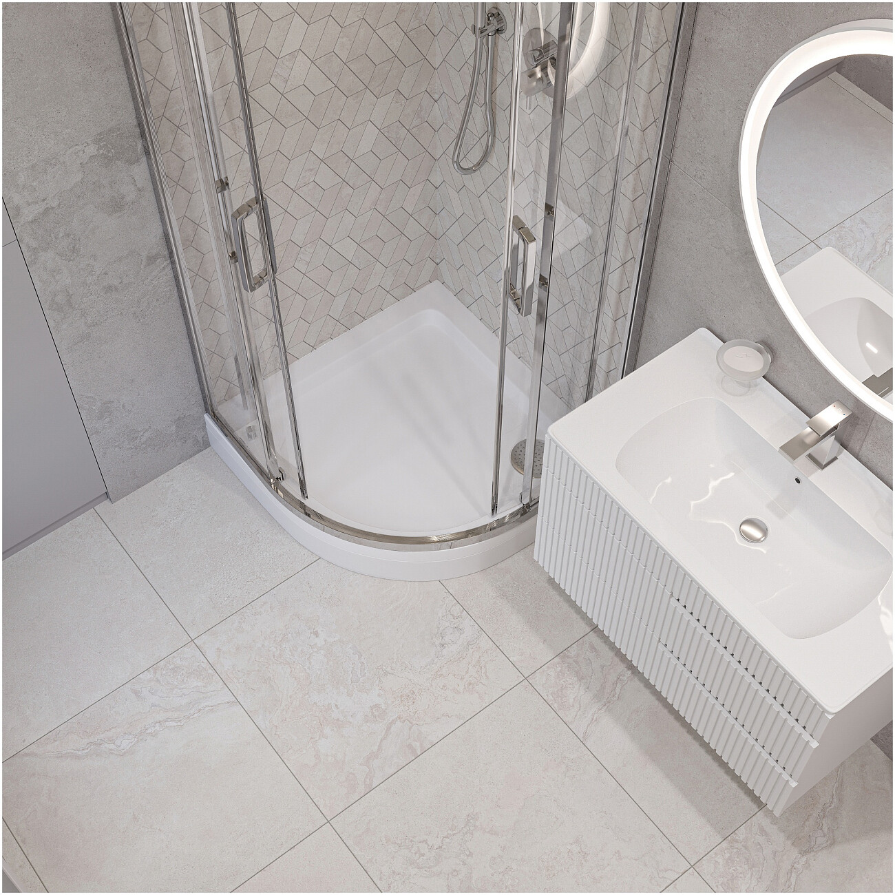 Поддон для душа акриловый четверть круга 80х80 см белый Diwo DS-circle - изображение 5