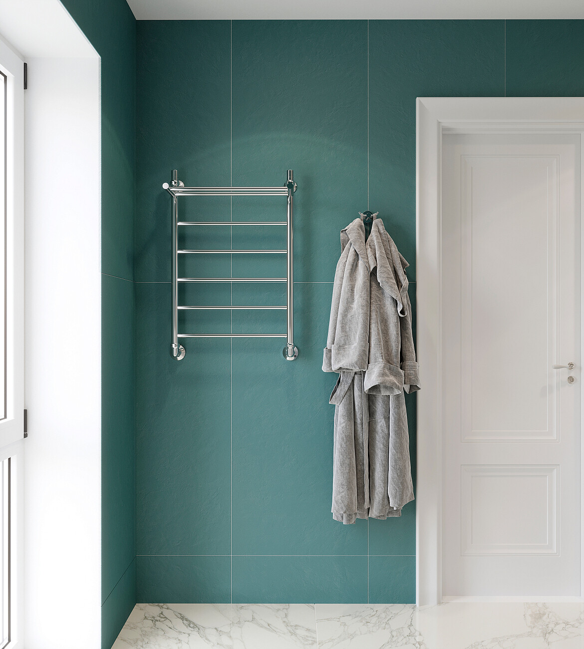 Полотенцесушитель водяной 80х50 см хром Ewrika "Сафо" FP 4627201607911 - изображение 6