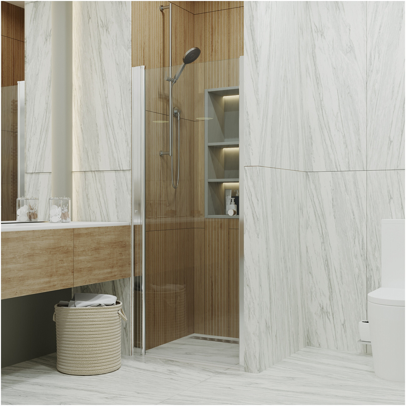 Душевая дверь в нишу 80х185 см стеклянная прозрачная, хром Diwo "Анапа" Щ0000055502 - изображение 10