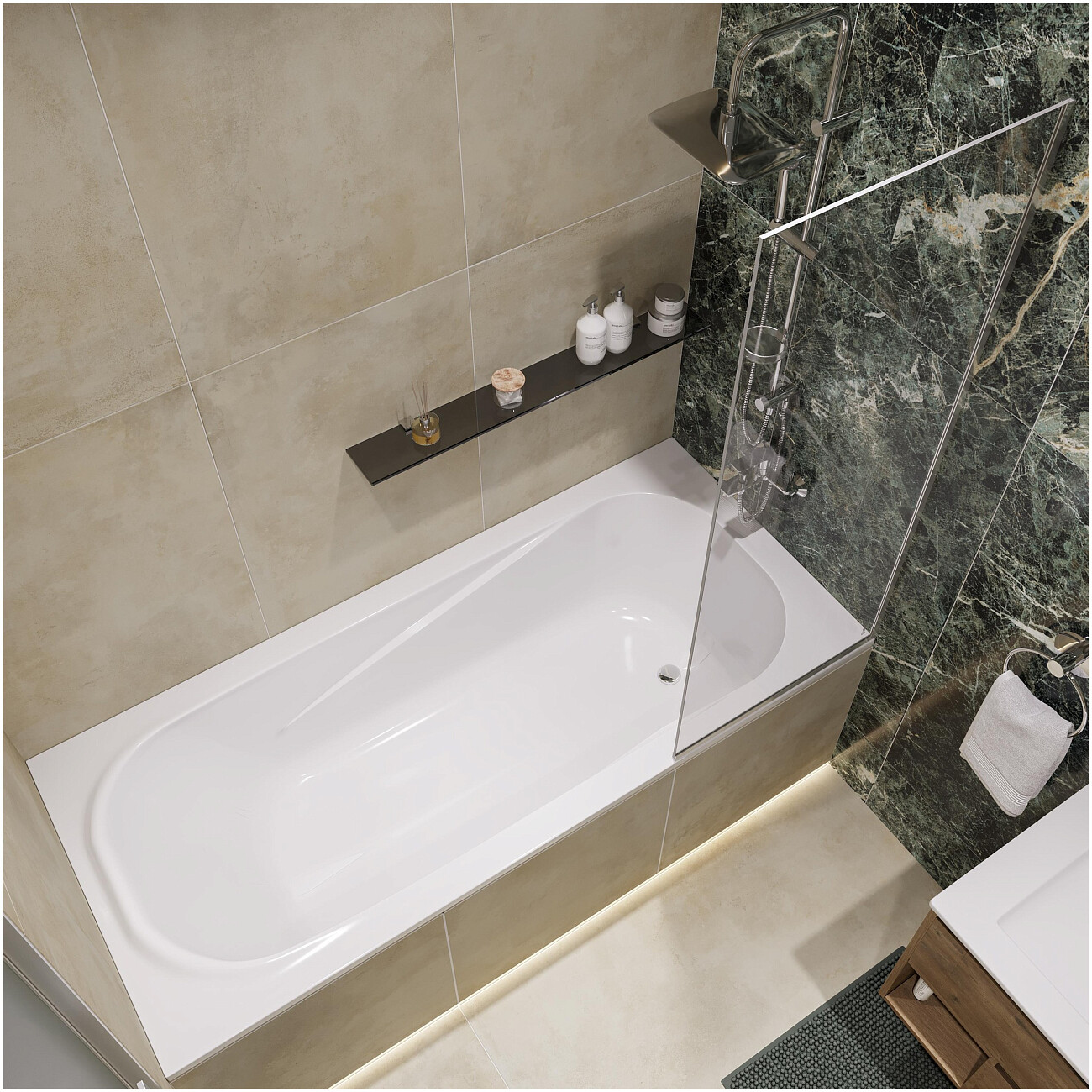 Ванна из искусственного камня прямоугольная с ножками 180x80 см белая Stworki "Вестфолл" - изображение 4