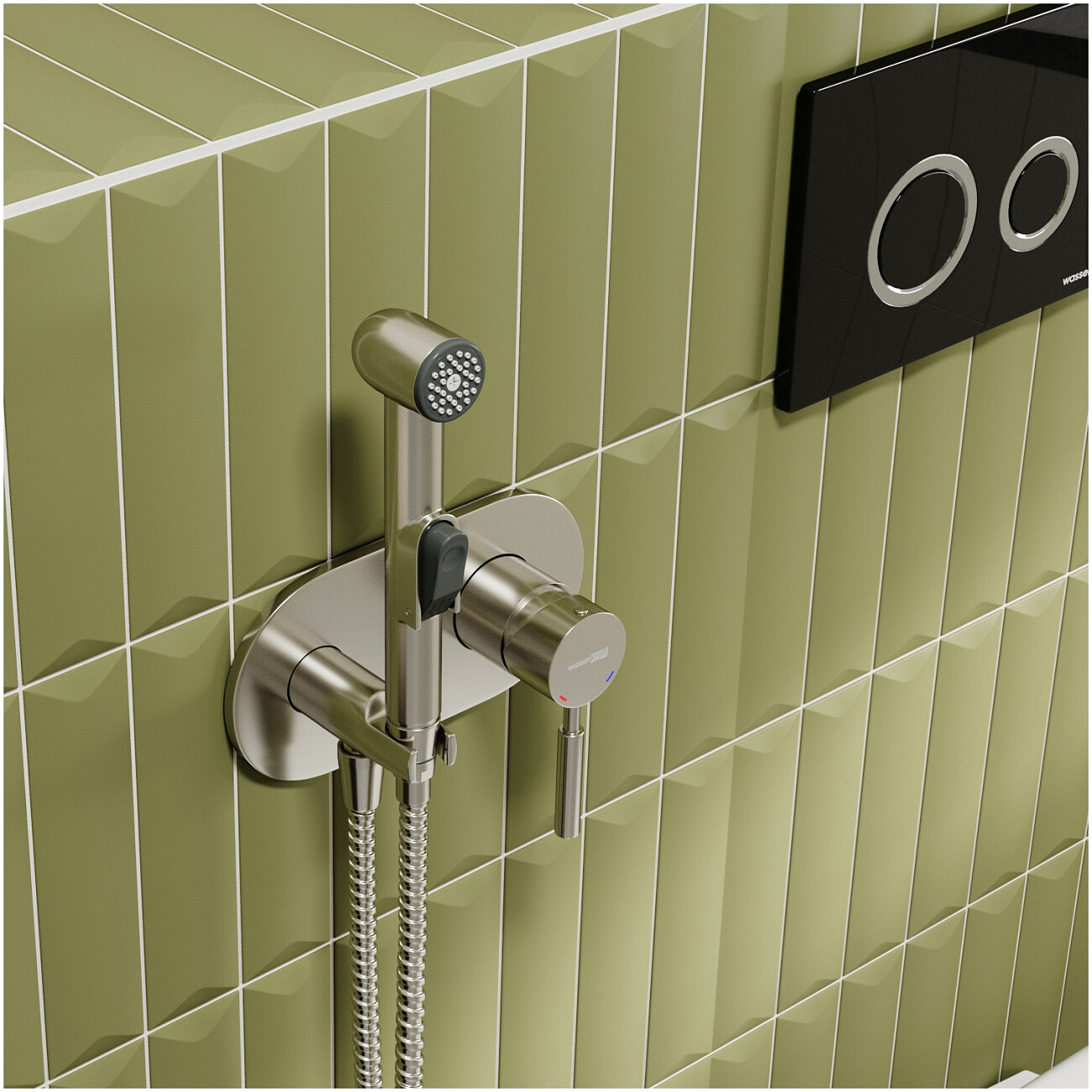 Гигиенический душ с встраиваемым смесителем никель Wasserkraft Wern 4238 - изображение 3