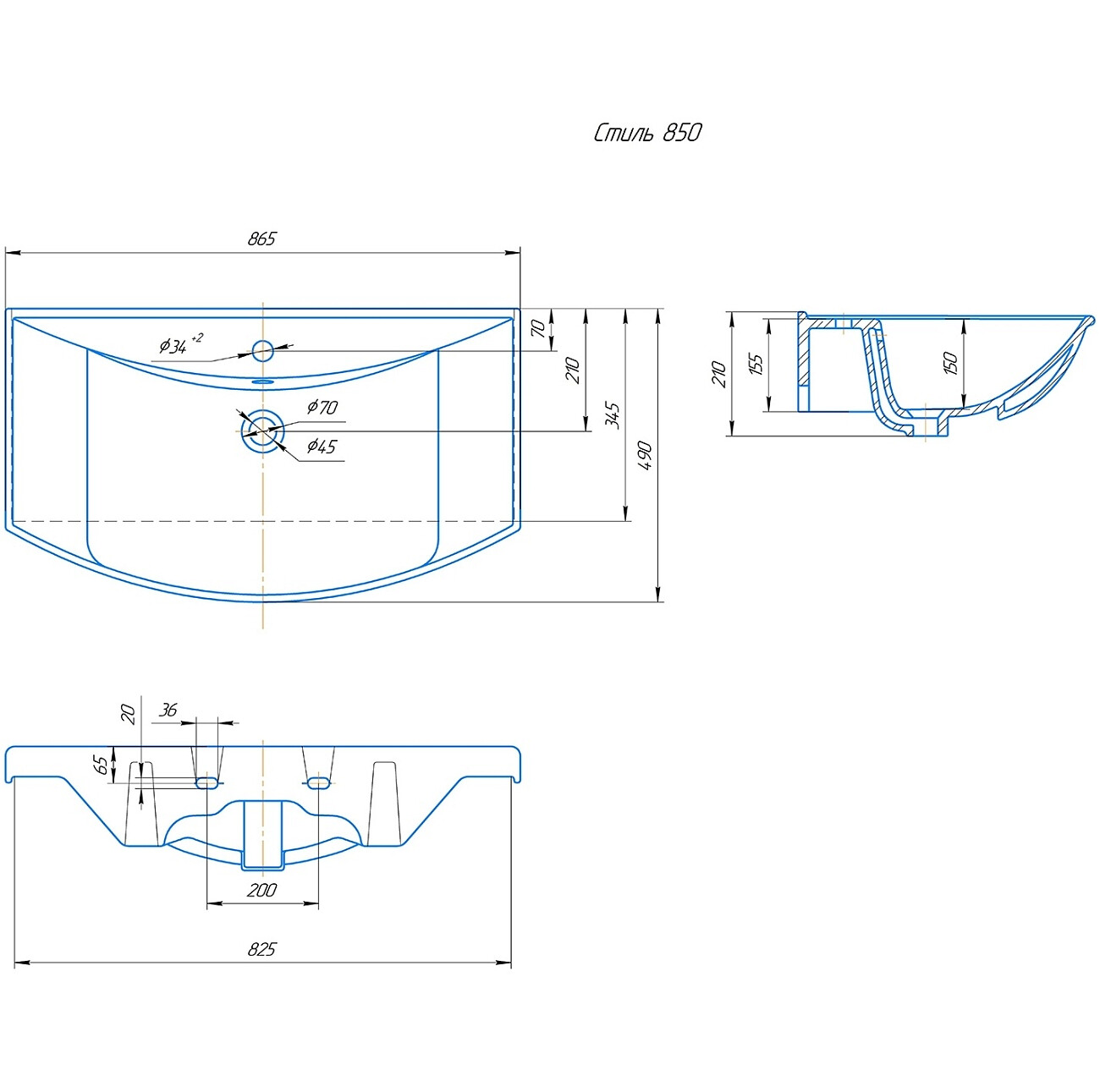 Умывальник мебельный белый Kirovit "Стиль 850" 4620008197357 - изображение 4
