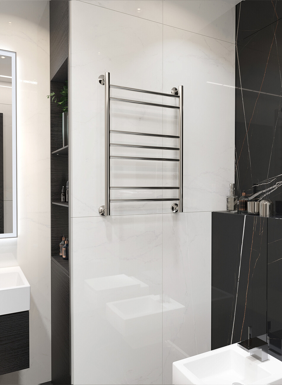 Полотенцесушитель водяной 80х50 см хром Ewrika "Сафо" АС3 - изображение 8