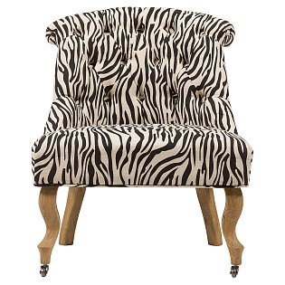 Кресло с мягкими подлокотниками на колесиках черно-белое Amelie French Country Chair