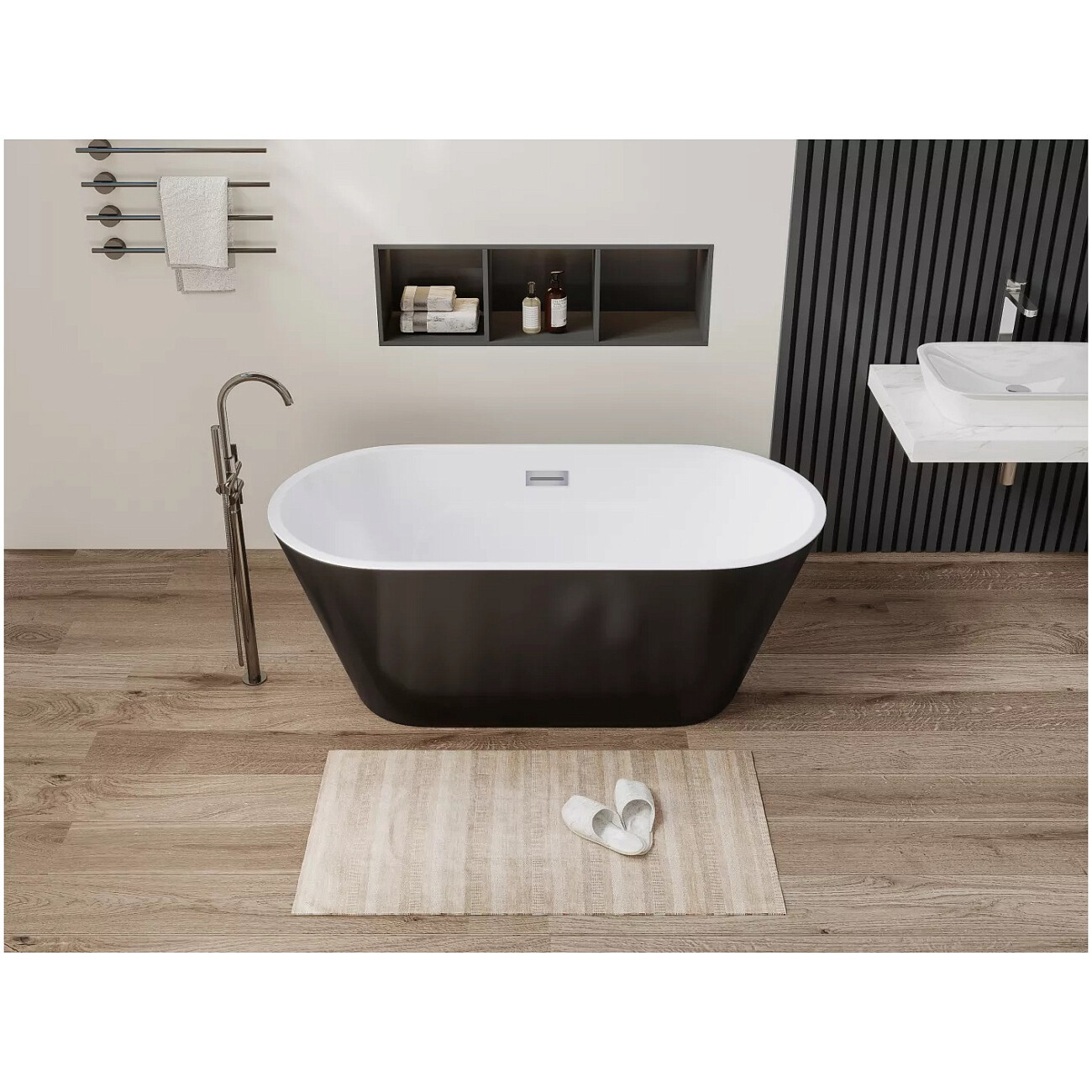 Ванна акриловая отдельностоящая черная матовая Ceruttispa Resia 170 II GMB CT10879 - изображение 2